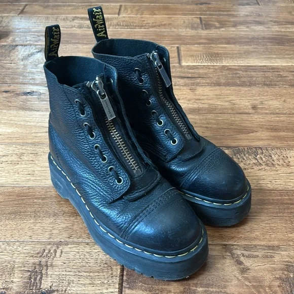 Dr. Martens Docs Sinclair Milled Nappa Leather Platform Boots Zip Front Lace 8 - Picture 4 of 12